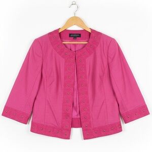 Jones New York Pink Blazer with Three-Quarter Sleeves
